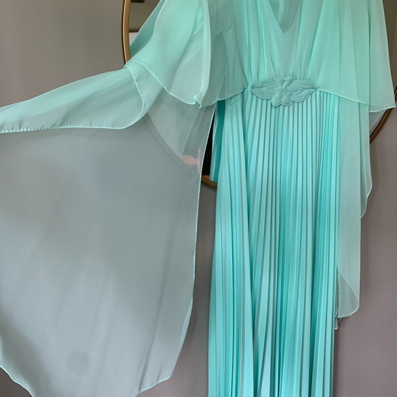 Vintage Mint Green Chiffon Dress - Picture 2 of 9